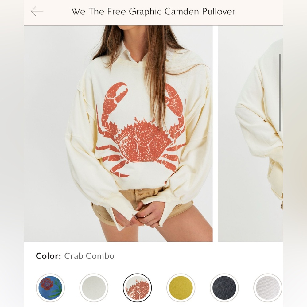 NWT Free People We The Free Graphic Camden Pullover - crab combo - Large - Picture 6 of 10